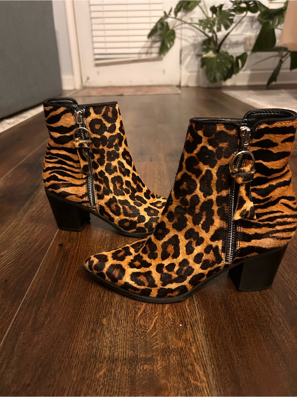 ALDO Leopard Print Ankle Booties in Tan and Black